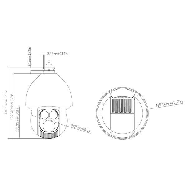Тепловізійна IP-відеокамера TVT TD-5635E1-VT2 Thermal 384*288 f=25mm Optical PTZ 4Mp f=4.8-154mm 77-00457 фото