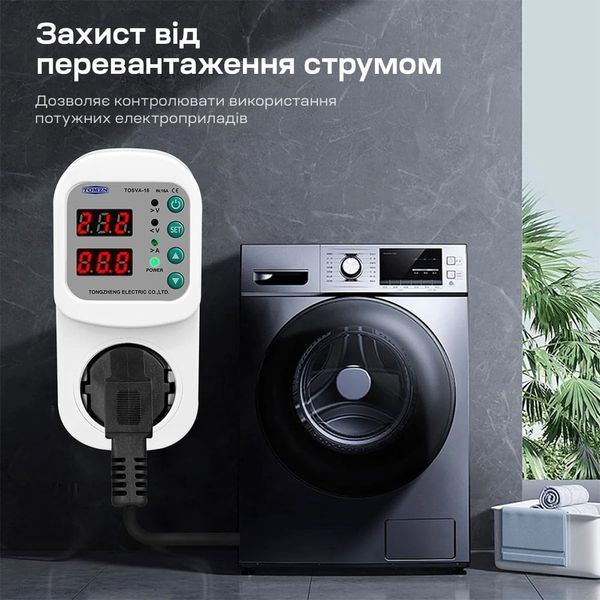Реле контролю напруги та струму в розетку TOMZN TOSVA-16 EU 16A 51-00126 фото