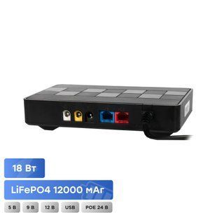 Джерело безперебійного живлення DC UPS Kraft KRF-MUPS-1812 5V/9V/12V/24V/PoE, LiFePO4 2*6Ah, для роутера і медіаконвертера 42-00109 фото