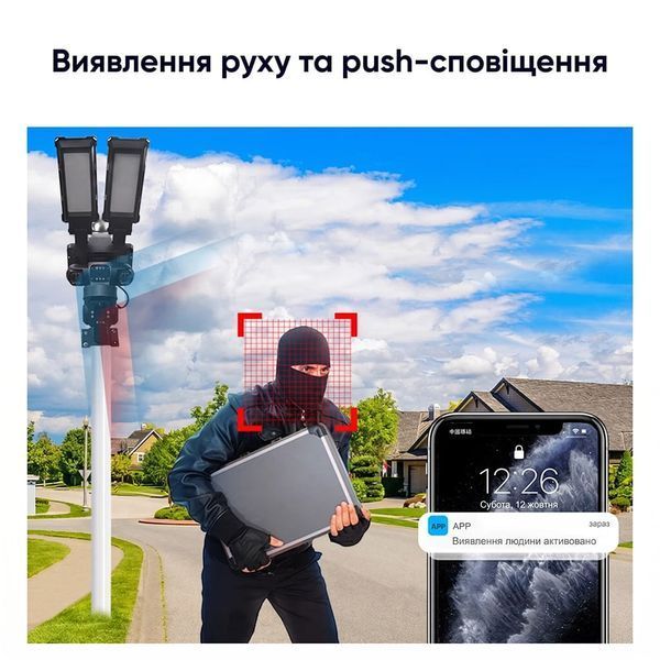 IP PTZ-відеокамера автономна з 4G, прожектором та сонячною панеллю 3Mp+3Mp+3Mp Light Vision VLC-1223IGL/3C (Lamp+Solar) f=4mm, на акумуляторних батареях 75-00358 фото