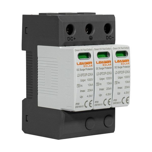 Обмежувач напруги ПЗІП DC 1000V Leader LD-SPD3P-20KA-1000V під DIN-рейку 42-00214 фото