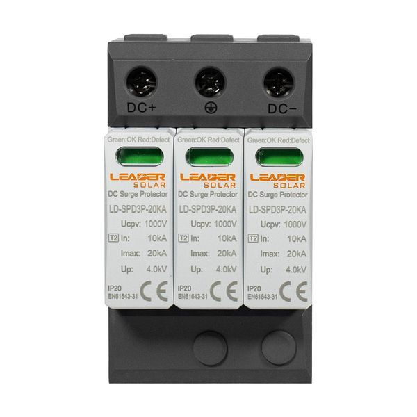 Обмежувач напруги ПЗІП DC 1000V Leader LD-SPD3P-20KA-1000V під DIN-рейку 42-00214 фото