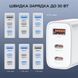 Мережевий зарядний пристрій Choetech PD3046 PD30W GAN USB-A+2xUSB-C White 43-00170 фото 5