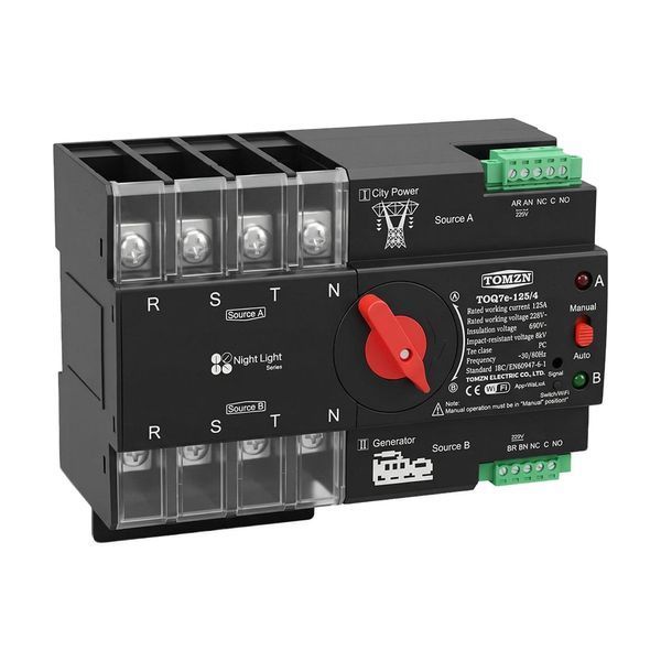 Автоматичний перемикач під DIN-рейку з Wi-Fi TOMZN TOQ7e-125/4P 125A 4 полюси 51-00121 фото