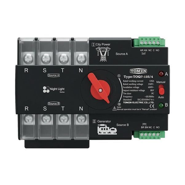 Автоматичний перемикач під DIN-рейку з Wi-Fi TOMZN TOQ7e-125/4P 125A 4 полюси 51-00121 фото