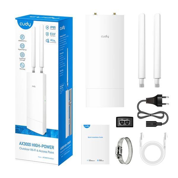 Точка доступу зовнішня WiFi 6 2.5G Cudy AP3000 OUTDOOR з підтримкою Mesh дводіапазонна 73-00527 фото