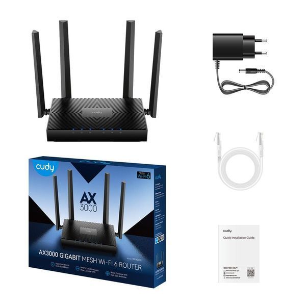 WiFi 6 Mesh-маршрутизатор Cudy WR3000E V2 дводіапазонний гігабітний AX3000 73-00677 фото