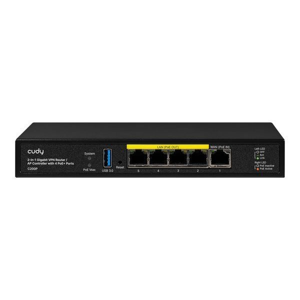Контролер точок доступу AP / гігабітний VPN-маршрутизатор Cudy C200P з 4 портами PoE+ 73-00668 фото