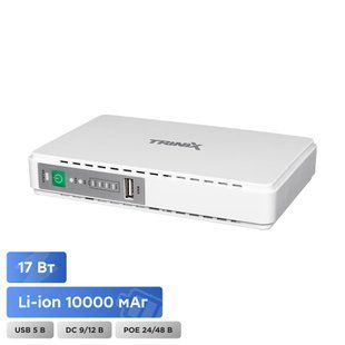 Джерело безперебійного живлення DC UPS Trinix TRX-MUPS-1748 PoE 5V/9V/12V/24V/48V/PoE 1Gbps, Li-ion 4*2.5Ah, для роутера і медіаконвертера 42-00147 фото