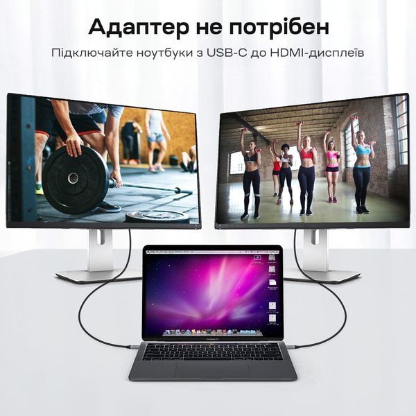 Кабель Choetech CH0021 Black USB-C to HDMI 4K@60Hz 1.8m 43-00177 фото