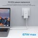 Мережевий зарядний пристрій Choetech PD6011 Ultra thin PD67W GAN A+C White 43-00155 фото 6