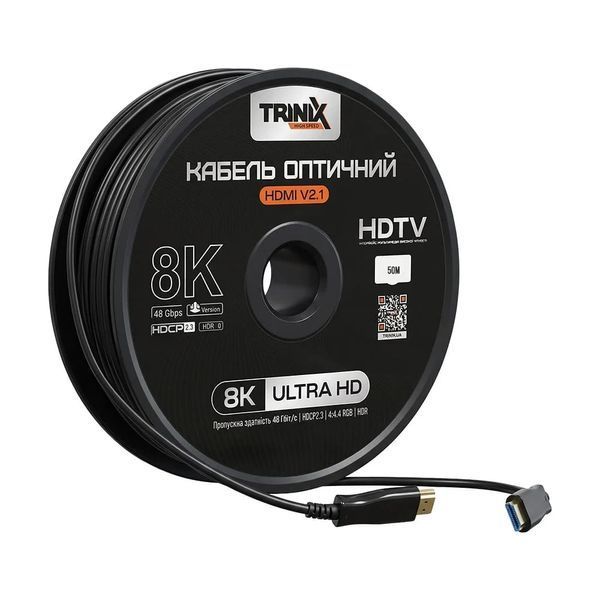 Кабель HDMI V2.1 оптичний 50м Trinix (AOC-HDMI8k-50m) 74-00159 фото