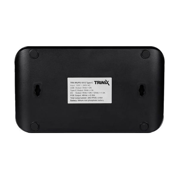 Джерело безперебійного живлення DC UPS Trinix TRX-MUPS-1812 Type-C 5V/9V/12V/48V/PoE, LiFePo4 4*5Ah, для роутера і медіаконвертера 42-00149 фото