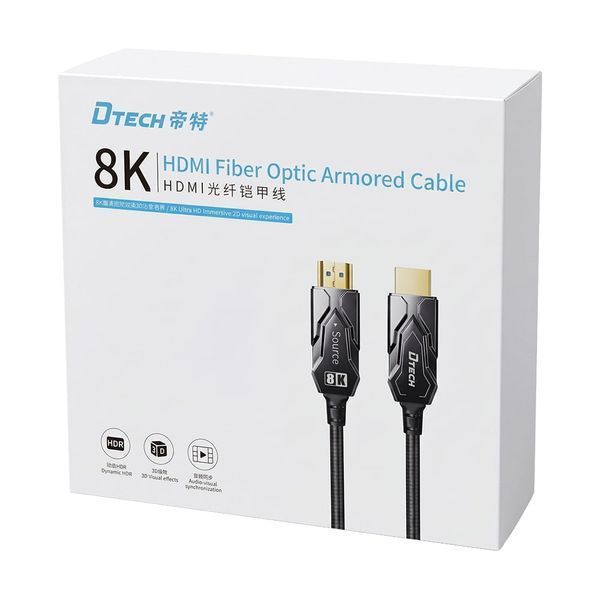 Кабель оптичний армований HDMI 2.1 50m Dtech DT-HF8050BK 74-00154 фото