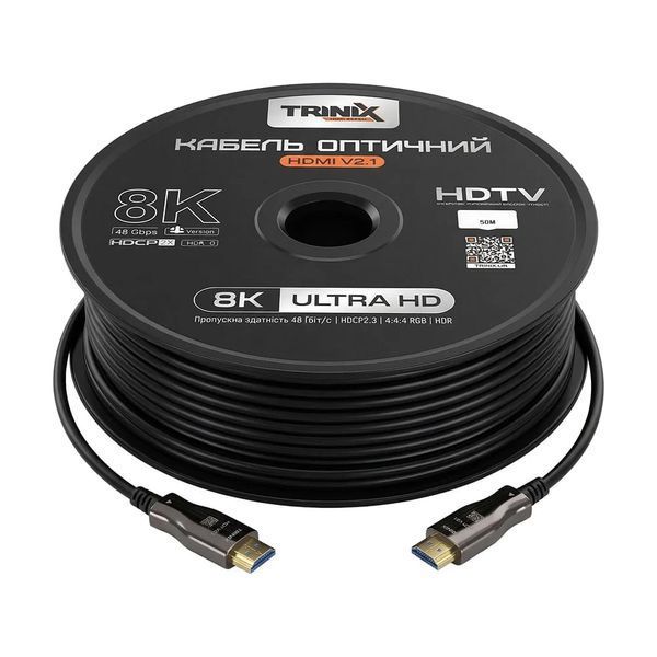 Кабель HDMI V2.1 оптичний 50м Trinix (AOC-HDMI8k-50m) 74-00159 фото