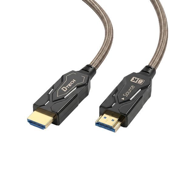 Кабель оптичний армований HDMI 2.1 50m Dtech DT-HF8050BK 74-00154 фото