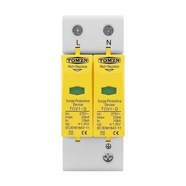 Обмежувач напруги ПЗІП TOMZN TOV1-20/2P 275V AC 10-20kA під DIN-рейку 2 полюси 51-00127 фото