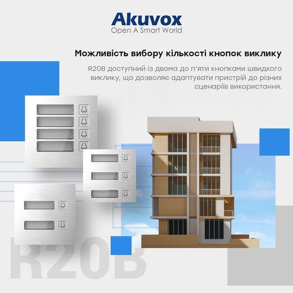 IP-відеопанель на 5 абонентів 2Mp Akuvox R20B SIP зі зчитувачем EM-Marine / Mifare / NFC 87-00031 фото