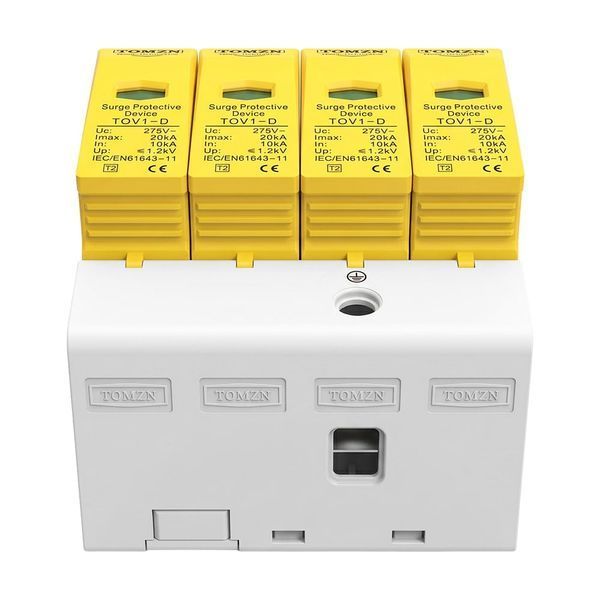 Обмежувач напруги ПЗІП TOMZN TOV1-20/4P 275V AC 10-20kA під DIN-рейку 4 полюси 51-00128 фото