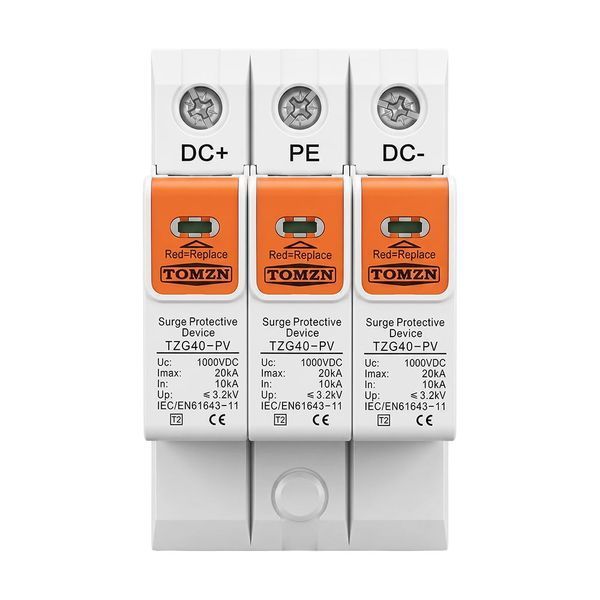 Обмежувач напруги ПЗІП TOMZN TZG40-PV 3P 1000V DC під DIN-рейку 51-00132 фото