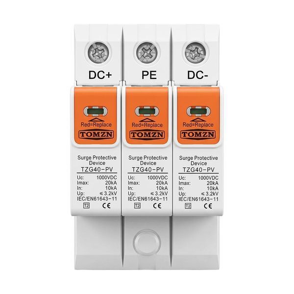 Обмежувач напруги ПЗІП TOMZN TZG40-PV 3P 1000V DC під DIN-рейку 51-00132 фото