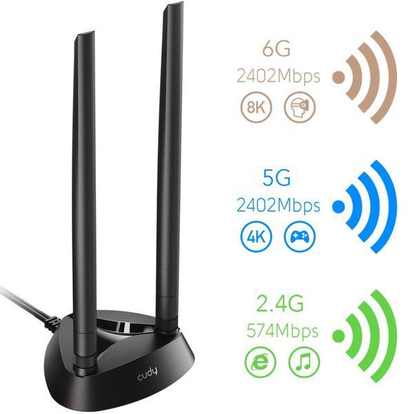 Адаптер WiFi 6E Cudy WE4000 AX5400 PCI Express тридіапазонний з Bluetooth 5.2 73-00535 фото