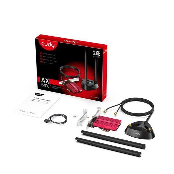 Адаптер WiFi 6E Cudy WE4000 AX5400 PCI Express тридіапазонний з Bluetooth 5.2 73-00535 фото