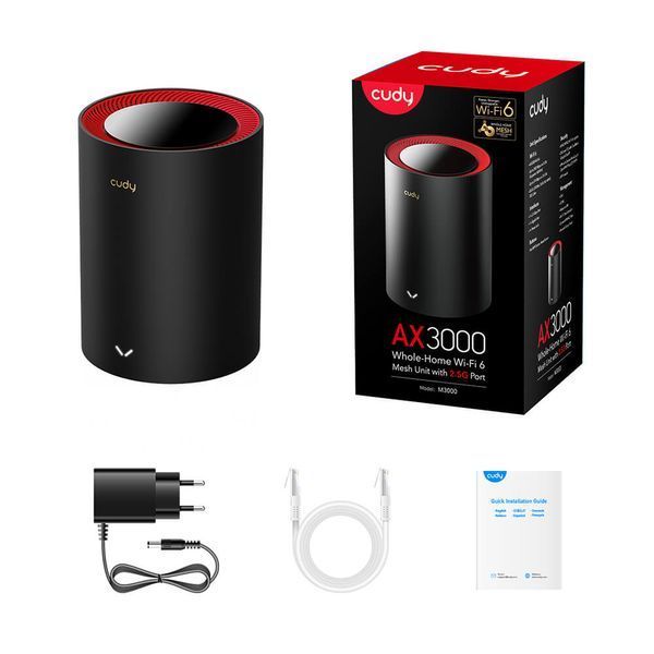 Маршрутизатор WiFi Mesh-система WiFi 6 2.5G Cudy M3000 Black дводіапазонний AX3000 73-00519 фото