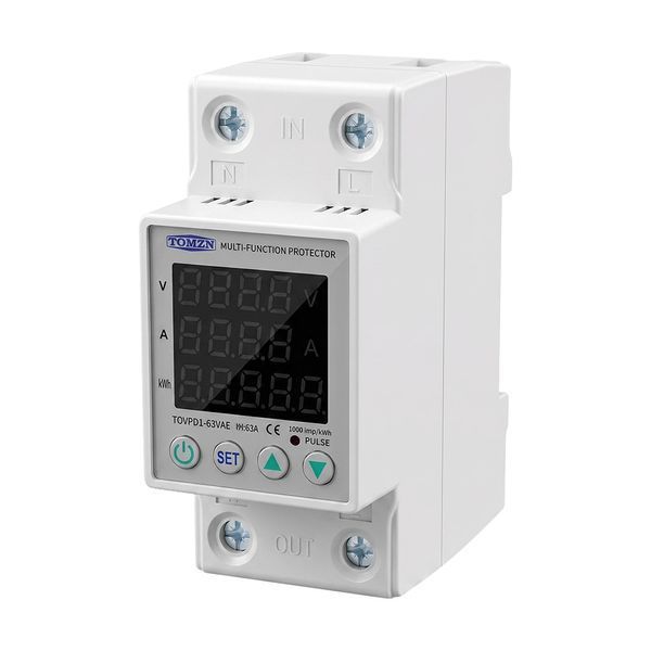 Реле напруги та струму на DIN-рейку TOMZN TOVPD1-63VAE colorful 63A, моніторинг енергоспоживання 51-00136 фото