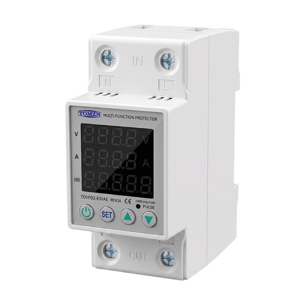 Реле напруги та струму на DIN-рейку TOMZN TOVPD1-63VAE colorful 63A, моніторинг енергоспоживання 51-00136 фото