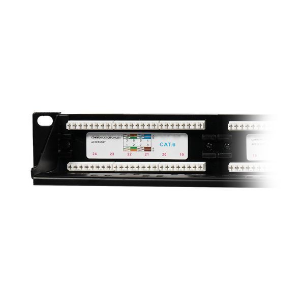 Патч-панель 24 порти NVC-PN-01/24 CAT5/CAT6 19" 1U неекранована, з заднім організатором кабелю 73-00144 фото