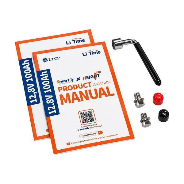 Акумулятор LiFePO4 з Bluetooth 12.8В 100А*год LiTime H190 L12V100-100-H190-BT-4-AC150 44-00515 фото