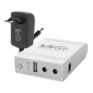 Комплект Mini UPS з блоком живлення: джерело безперебійного живлення Mini UPS WGP UPS103A White 10400mAh 5V/9V/12V, Li-ion 4*2.6Ah, для роутера і оптичного термінала та блок живлення SPF-1202B 12V/2A 42-00262 фото