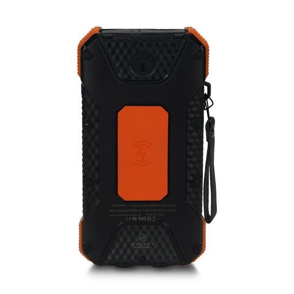 Повербанк з сонячною панеллю 20000mAh Power Bank Kraft TPB-1820SLP Orange бездротова зарядка 18W QC2.0 LED-ліхтар 43-00042 фото