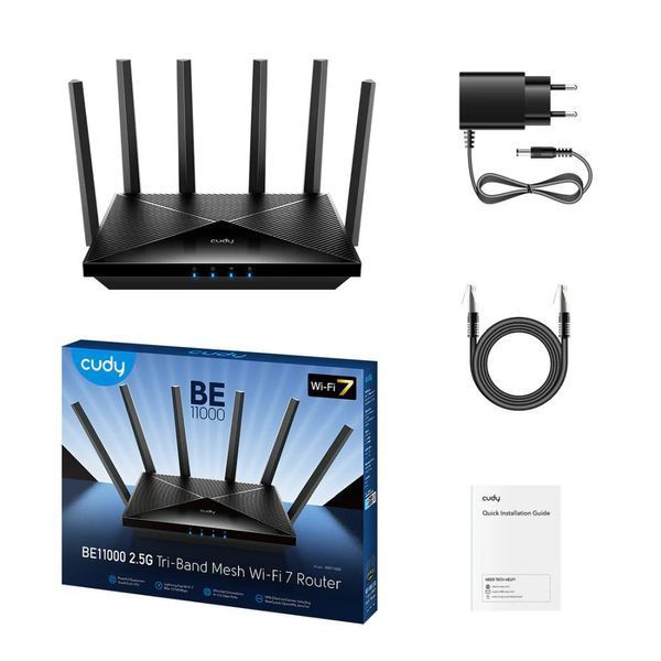 WiFi 7 Mesh-маршрутизатор 2.5G Cudy WR11000 тридіапазонний BE11000 73-00579 фото