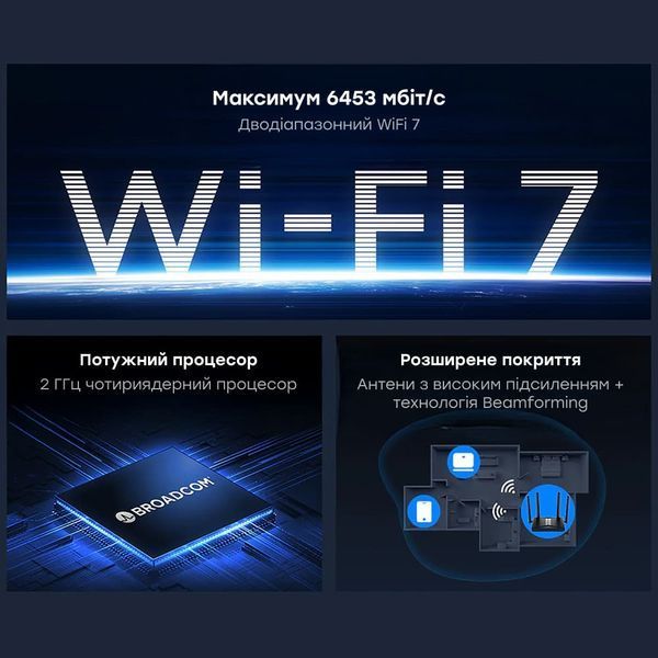 WiFi 7 Mesh-маршрутизатор 2.5G Cudy WR6500H дводіапазонний BE6500 73-00580 фото