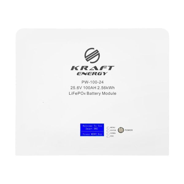 Акумулятор LiFePO4 25.6В 100А*год 2560Вт*год Kraft PW-100-24 настінний монтаж 42-00167 фото