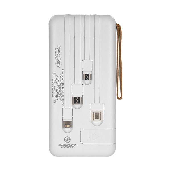 Повербанк 20000mAh Power Bank Kraft KPB-1120L White LED-ліхтар 43-00054 фото