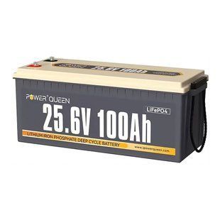 Акумуляторна батарея літій-залізо-фосфатна 25.6В 100А*год LiFePO4 Power Queen 25.6V 100Ah, 2560Wh, BMS 100A, 532*207*215мм 44-00508 фото