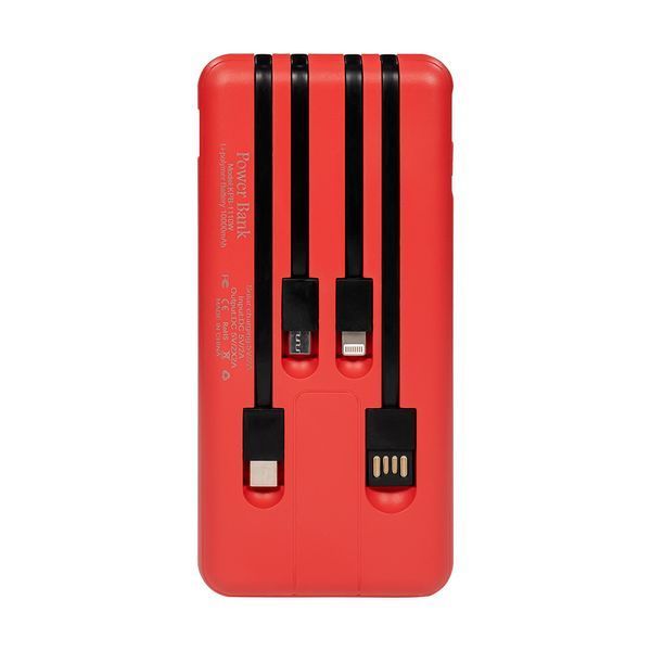 Повербанк 10000mAh Power Bank Kraft KPB-1110W Red бездротова зарядка 43-00056 фото