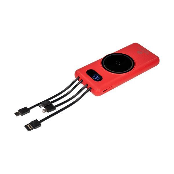 Повербанк 10000mAh Power Bank Kraft KPB-1110W Red бездротова зарядка 43-00056 фото