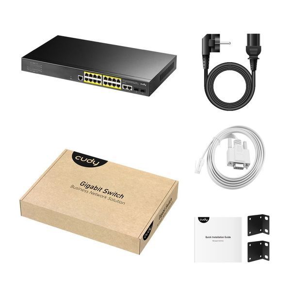 PoE-комутатор 21-портовий керований L2 Cudy GS2018PS2-200W гігабітний з 16 портами PoE, 200W 73-00539 фото