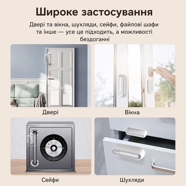 Бездротовий автономний датчик відчинення вікон/дверей з сиреною 90dB з WiFi Trinix TRX-DS03(WiFi) Tuya 27-00073 фото